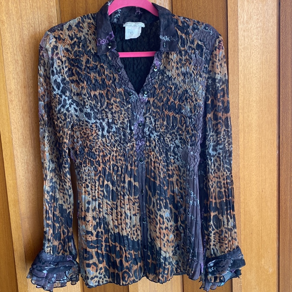 ALBERTO MAKALI | Crinkle Mixed Print Top